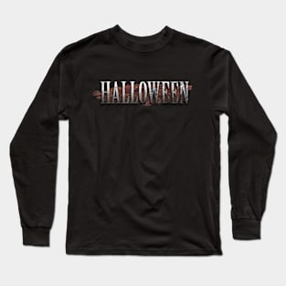 Halloween Wooden Typography Long Sleeve T-Shirt